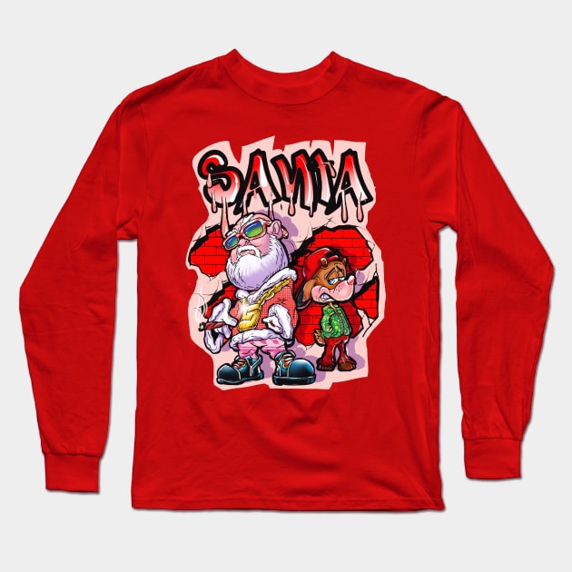 HIP HOP SANTA AND RUDY Long Sleeve T-Shirt by Biomek